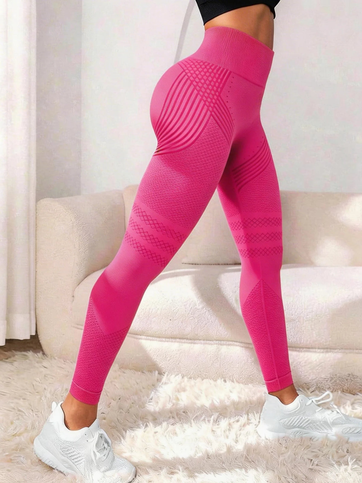 3D Textured High-Waisted Leggings