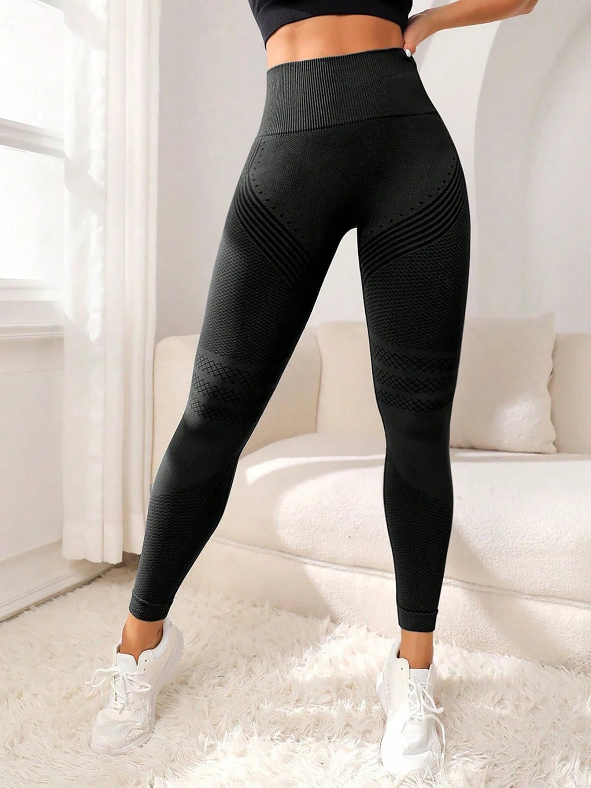 3D Textured High-Waisted Leggings