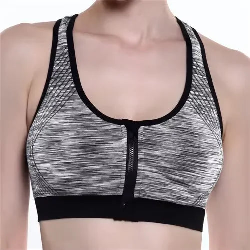 Women Sports Bra Front Zipper Sports Bra Breathable Shock-proof Underwear High Impact Yoga Bra Running Vest Fitness Workout Tops