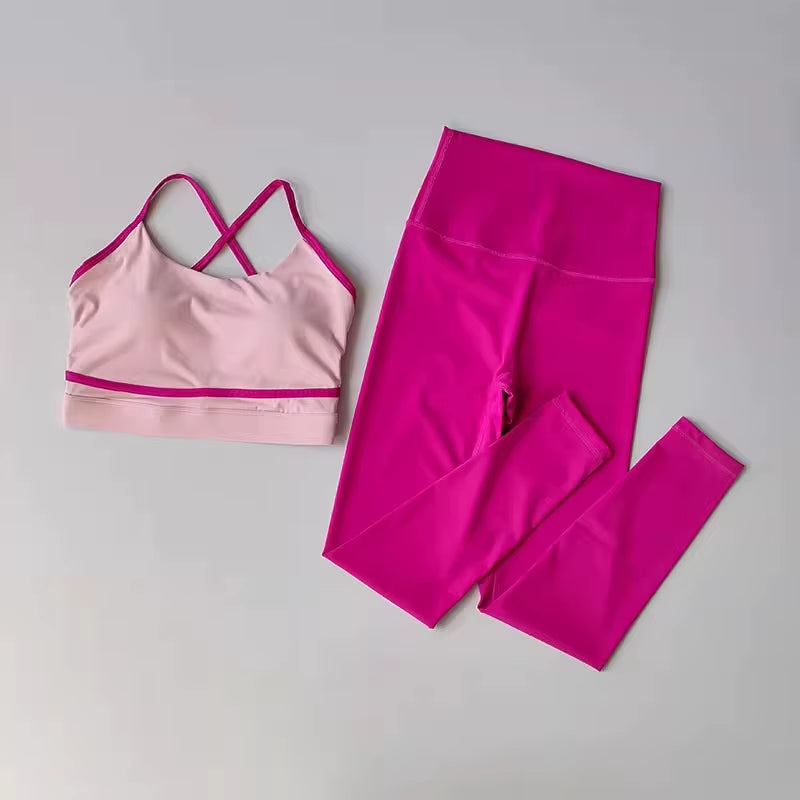 Women'S Yoga Set Workout Set 2 Piece High Waist Yoga Leggings Sports Bra Gym Suit Activewear Sports Fitness Set Sports Suit