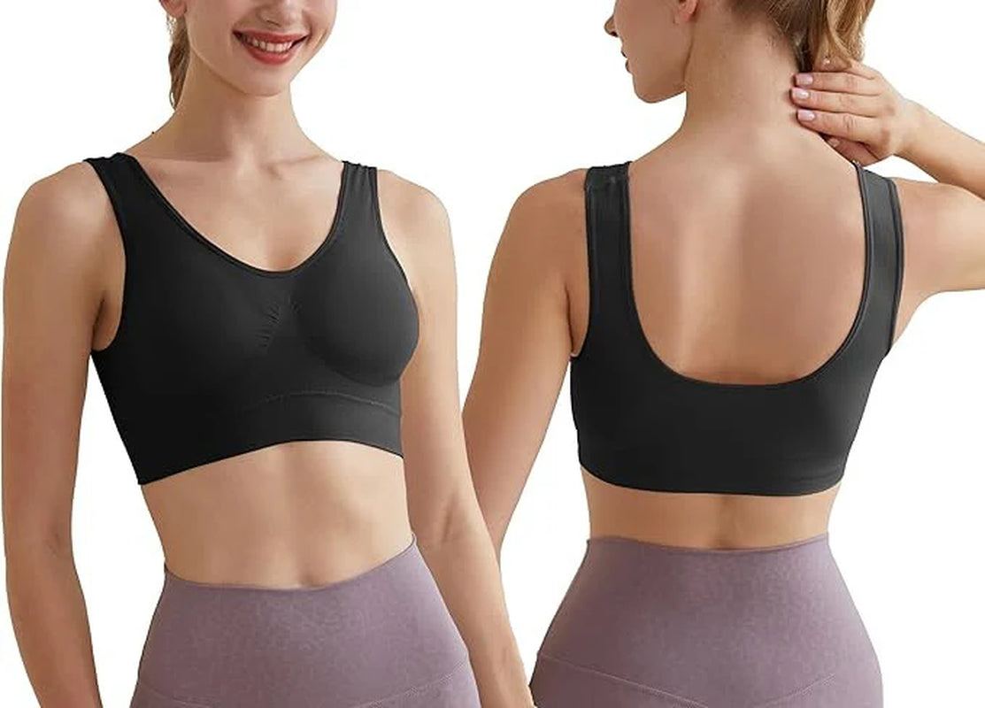 Sport Bras Seamless Wire-Free Light Support Tank Sports Yoga Sleep Bra 3 Pack US
