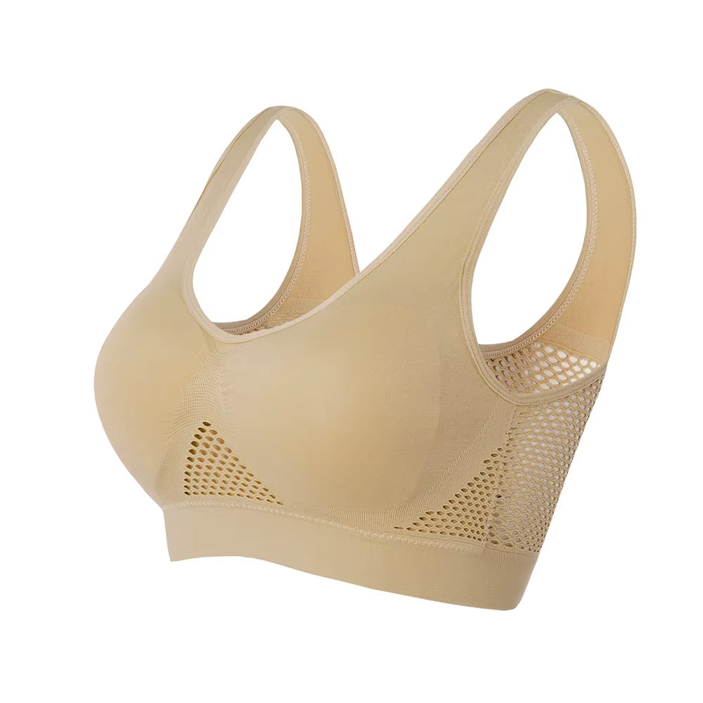 Breathable Sports Bra Top Fitness Women Brassiere Removable Padded Sport Bra Running Gym Seamless Push up Bras