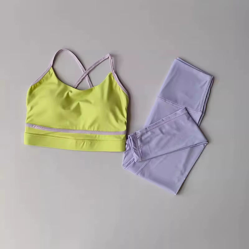 Women'S Yoga Set Workout Set 2 Piece High Waist Yoga Leggings Sports Bra Gym Suit Activewear Sports Fitness Set Sports Suit