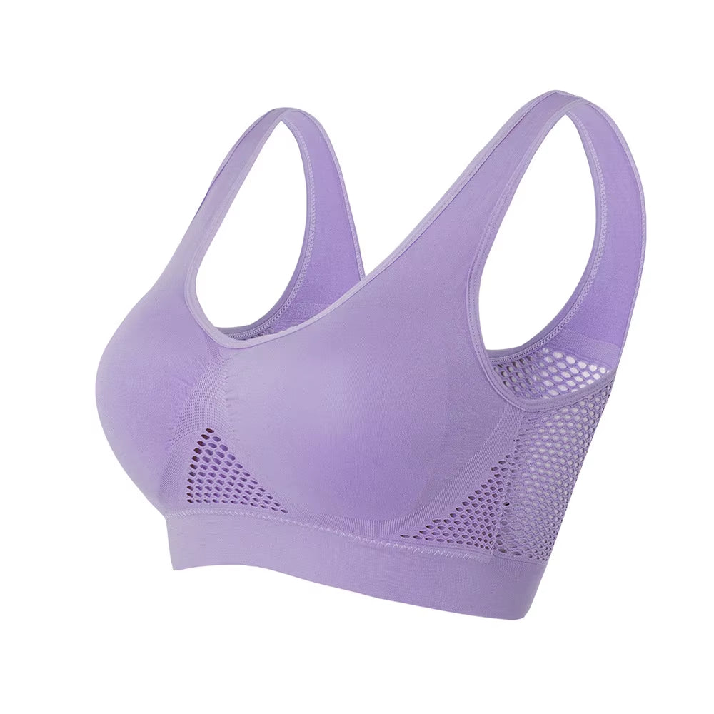 Breathable Sports Bra Top Fitness Women Brassiere Removable Padded Sport Bra Running Gym Seamless Push up Bras