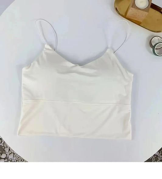 1Pc Women Sexy Solid Color Camisole Ice Silk Tube Seamless Sports Tank Top Wireless Underwear Padded Bra Bralette Vest