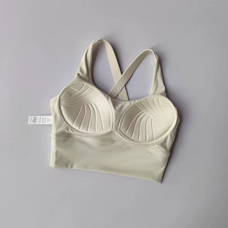 Women'S Shock-Absorbing Yoga Sports Bra Summer Fitness Gathered Breasts Accessory Breathable Comfortable Yoga Sports Bra