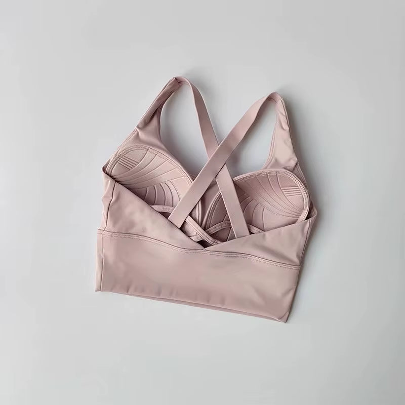 Women'S Shock-Absorbing Yoga Sports Bra Summer Fitness Gathered Breasts Accessory Breathable Comfortable Yoga Sports Bra