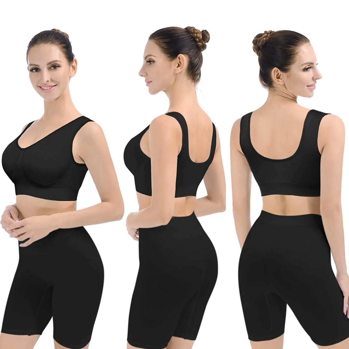 Sport Bras Seamless Wire-Free Light Support Tank Sports Yoga Sleep Bra 3 Pack US
