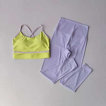 Women'S Yoga Set Workout Set 2 Piece High Waist Yoga Leggings Sports Bra Gym Suit Activewear Sports Fitness Set Sports Suit