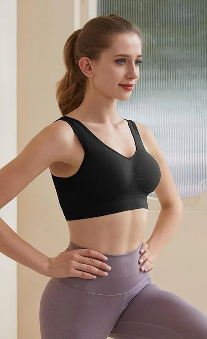 Sport Bras Seamless Wire-Free Light Support Tank Sports Yoga Sleep Bra 3 Pack US
