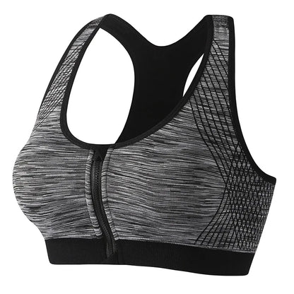 Women Sports Bra Front Zipper Sports Bra Breathable Shock-proof Underwear High Impact Yoga Bra Running Vest Fitness Workout Tops