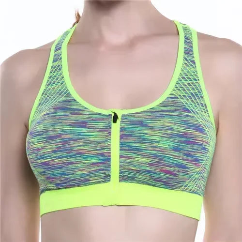 Women Sports Bra Front Zipper Sports Bra Breathable Shock-proof Underwear High Impact Yoga Bra Running Vest Fitness Workout Tops