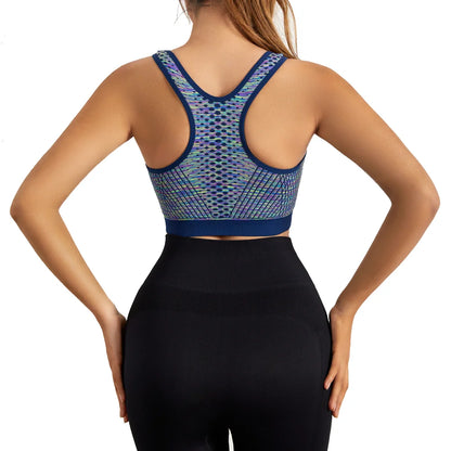 Women Sports Bra Front Zipper Sports Bra Breathable Shock-proof Underwear High Impact Yoga Bra Running Vest Fitness Workout Tops