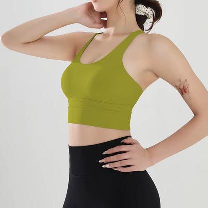 Women'S Shock-Absorbing Yoga Sports Bra Summer Fitness Gathered Breasts Accessory Breathable Comfortable Yoga Sports Bra