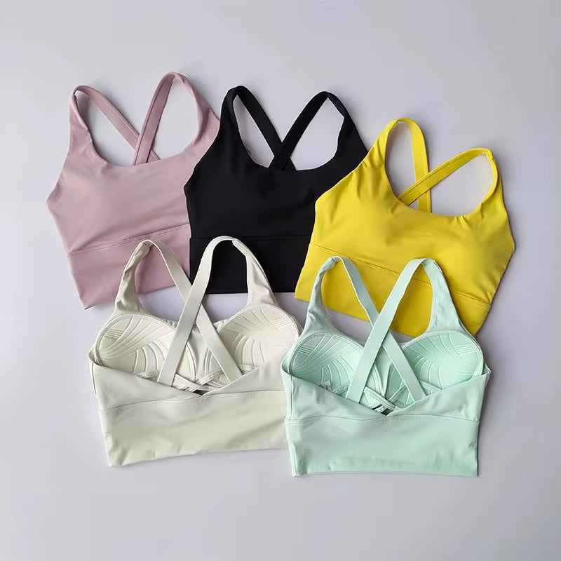 Women'S Shock-Absorbing Yoga Sports Bra Summer Fitness Gathered Breasts Accessory Breathable Comfortable Yoga Sports Bra